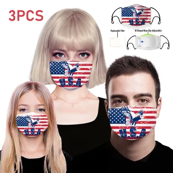 

Stars Stripes Flag Dust Mask Printing Replace PM2.5 Filter Paper Windproof Mouth Mask Reusable Protection Face Mouth Mask Unisex