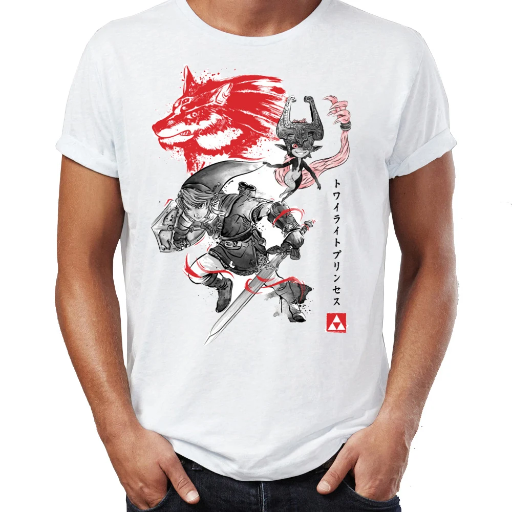 2019 Fashion Creative Graphic T Shirt Legend of Zelda Twilight Princess Wolf Link Awesome Artwork Drawing PrintedMan shirt | Мужская