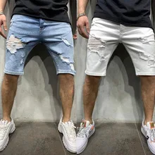 Pantalones cortos de mezclilla de verano para hombre, Shorts de moda china de talla grande, vaqueros rectos para niño, pantalones vaqueros ajustados para hombre, pantalones vaqueros rasgados y desgastados