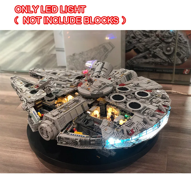 Комплект светодиодных светильников для LGset Star 75192 и 05132 Falcon Millennium, строительные блоки, модели кирпичей(комплект блоков не входит в комплект - Цвет: NO BOX