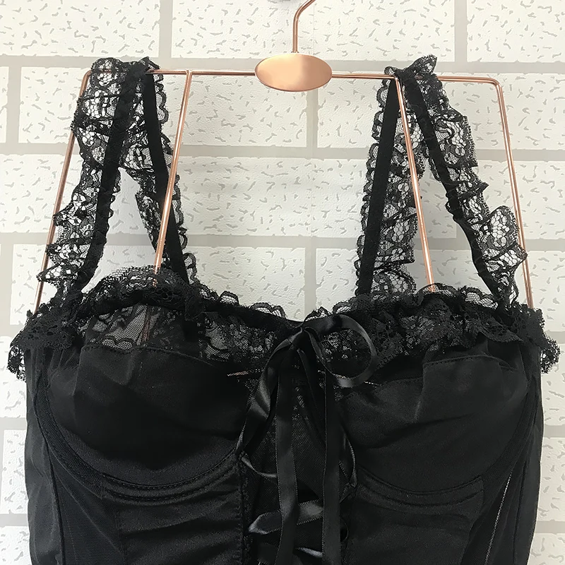 JSY women sexy lingerie black underwire corset sex suit high quality erotic babydoll swallow tail dress sexy underwear clubwear