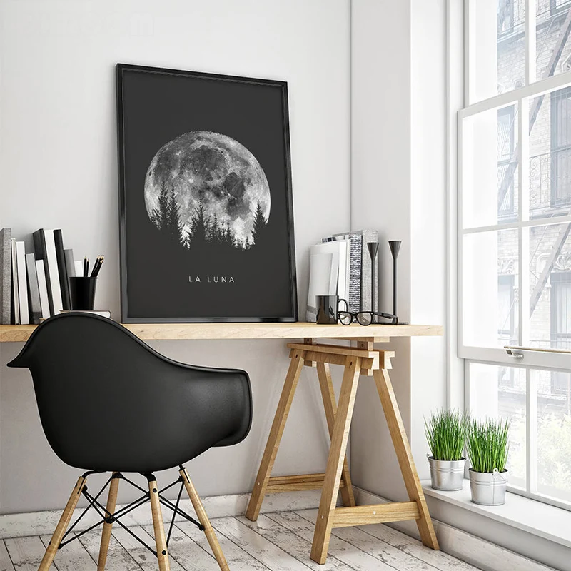 Minimalist-Full-Moon-Poster-Wall-Art-Black-White-Moon-Phases-Prints-Solar-System-Canvas-Modular-Picture