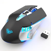 Ergonomia ótica programável recarregável 2400 dpi do rato do jogo sem fio bluetooth 2.4 ghz para o rato do gamer do computador do desktop(China)