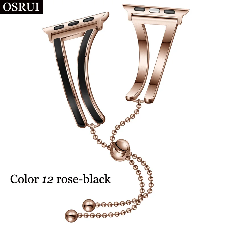 rose-black Ремешок для Apple watch band 5 4 44 мм 40 мм из нержавеющей стали iWatch 42 мм 38 мм ювелирный ремешок для часов браслет ремень 3 2 Аксессуары для часов - Цвет ремешка: rose-black