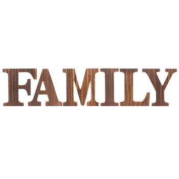 

"Family" Decorative Wooden Letters Large Wood for Wall Decor in Rustic Wood Color