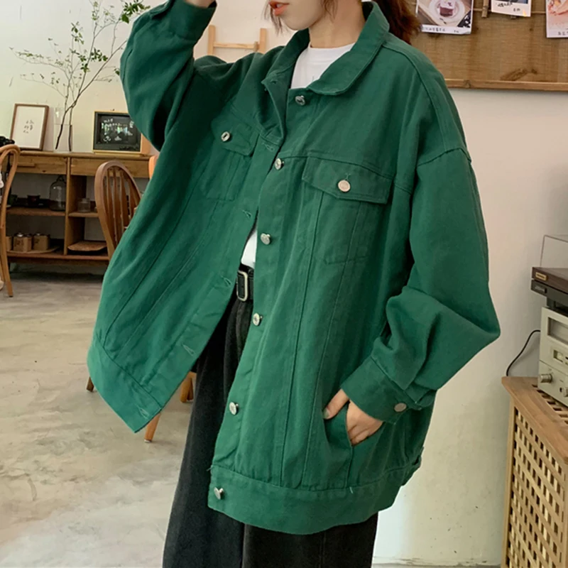 long green denim jacket