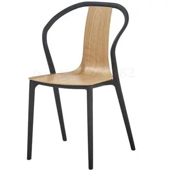

Nordic black chair modern minimalist backrest dining chair home creative design casual fashion plastic chair