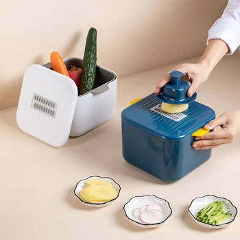 

4 in 1 Multi-function Vegetable Cutter Slicer Drainage Basket No Hurt Hand Shredder Potato Kitchen Vegetable Cutter