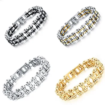 

4pcs Men Biker Bicycle Motorcycle Chain Bracelet Bangle Punk Titanium Steel Bracelet Men Bangle Men Jewelry Trendy Bracelet
