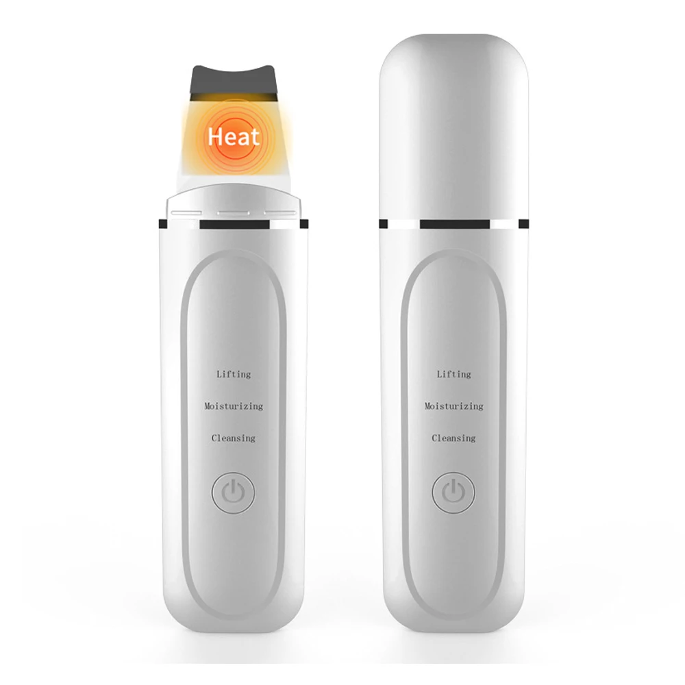 45&deg;C Heat Facial Skin Scrubber Electric Ultrasonic EMS Ion Face Cleaner Blackhead Removal Face Lifting Massager Wrinkle Remover