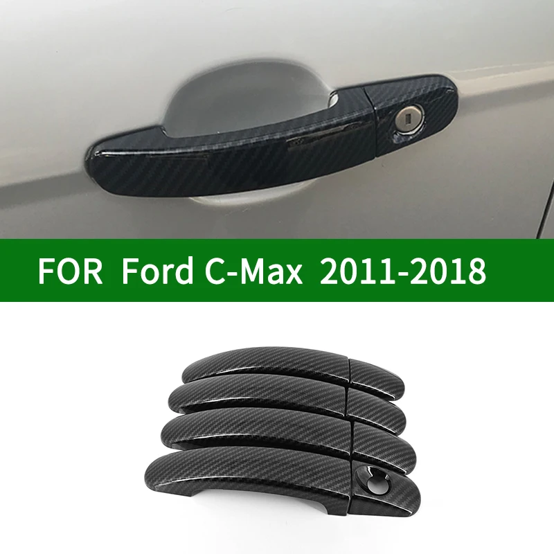 For Ford Grand C-Max Energi 2011-2018 Accessory glossy black Carbon fibre pattern car side Door Handle Covers Trim 2012 2013 | Автомобили