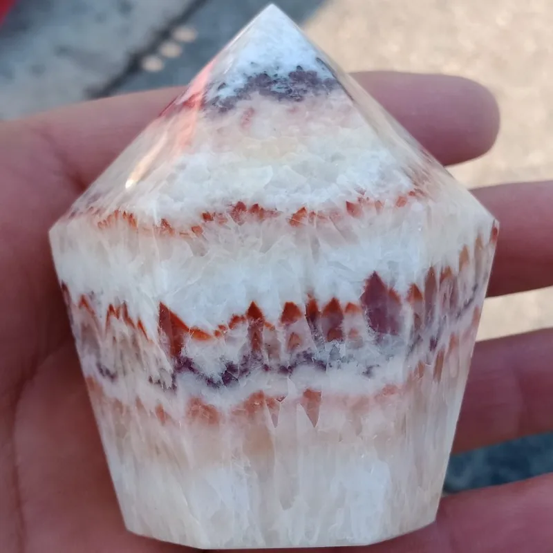 DHXYZB 180-220g natural Rhodochrosite quartz crystal stone rhodonite point Pagoda standing mineral pyramid tower reiki healing | Дом и сад