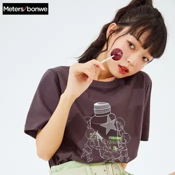 

Metersbonwe 2020 Summer New Cotton T-Shirt Loose T-shirt Women Cartoon Printing Basic T-Shirt Casual Tops 633434