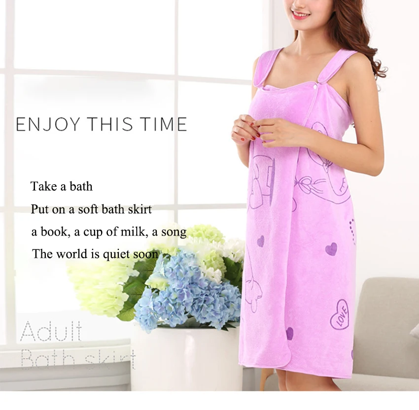 Microfiber Magic Wearable Bath Towels Cartoon Love Rabbit Print Bath Suspender Skirt For Adult Girl Women Quick Dry Bath Towel