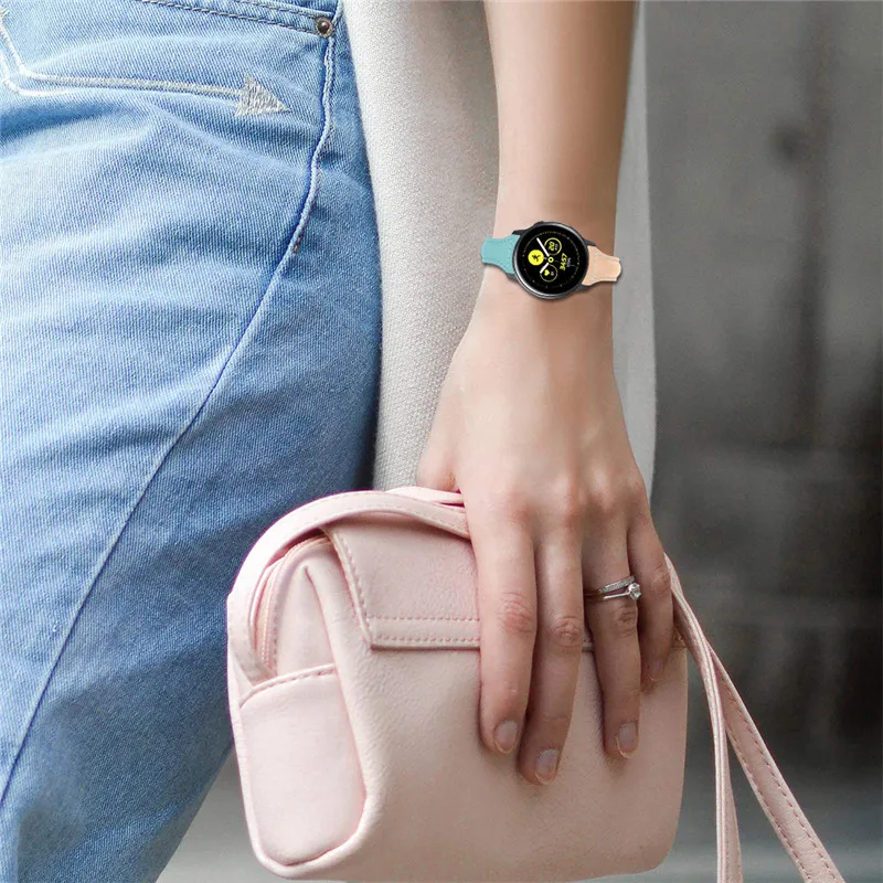 20mm Leather contrast strap 22mm For Samsung Gear S3 Galaxy Watch 46 42mm Sport Wristband bracelet huami amazfit Bip active Gear