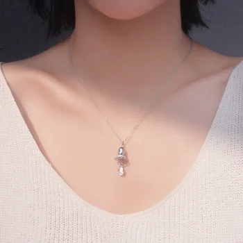

TSHOU290 Cutout Cute Bell Lace Pendant Drops S925 Sterling Silver Short Necklace Clavicle Chain