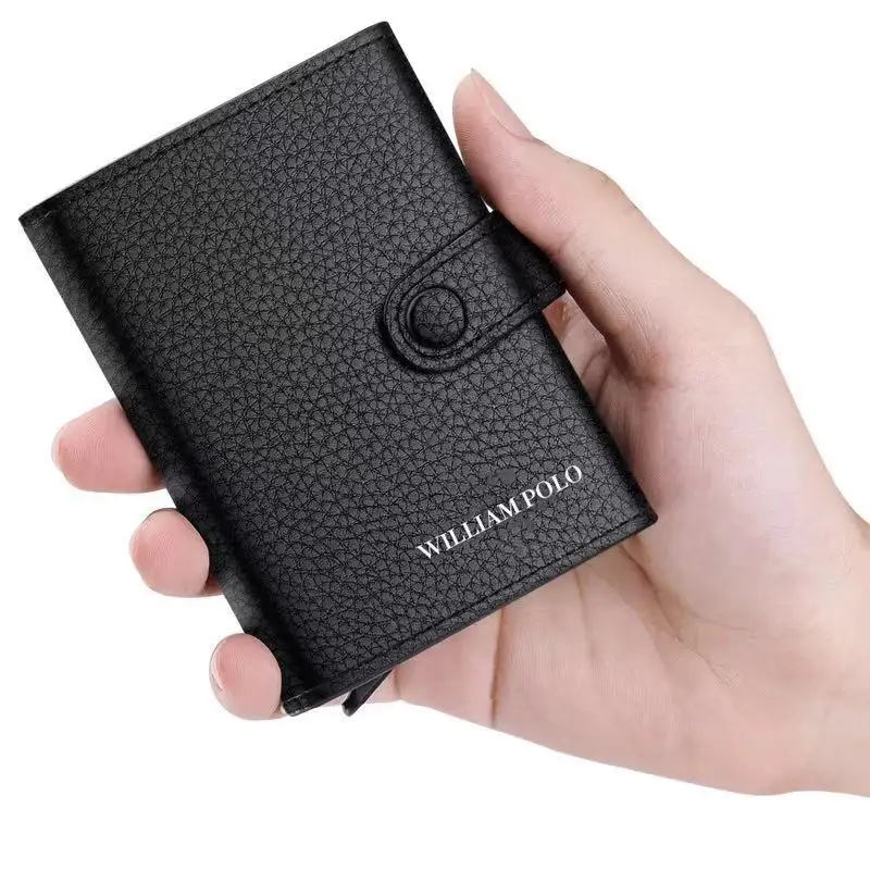 Rfid кошелек мужской 100% натуральная кожа маленький карман на кнопке короткий чехол