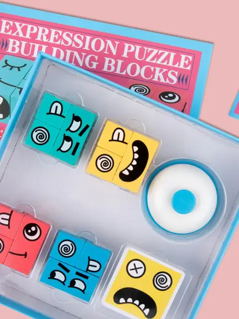 Wooden Expression Toys Educational Montessori Toys Wooden Jigsaw Puzzles Matching Block Puzzles Kids Interaction Game 5