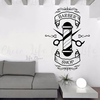 

Barbershop Sign Window Sticker Hairstyle Designer Wall Decals Hair Studio Decoration Haircut Scissors Vinyl Sticker AC308