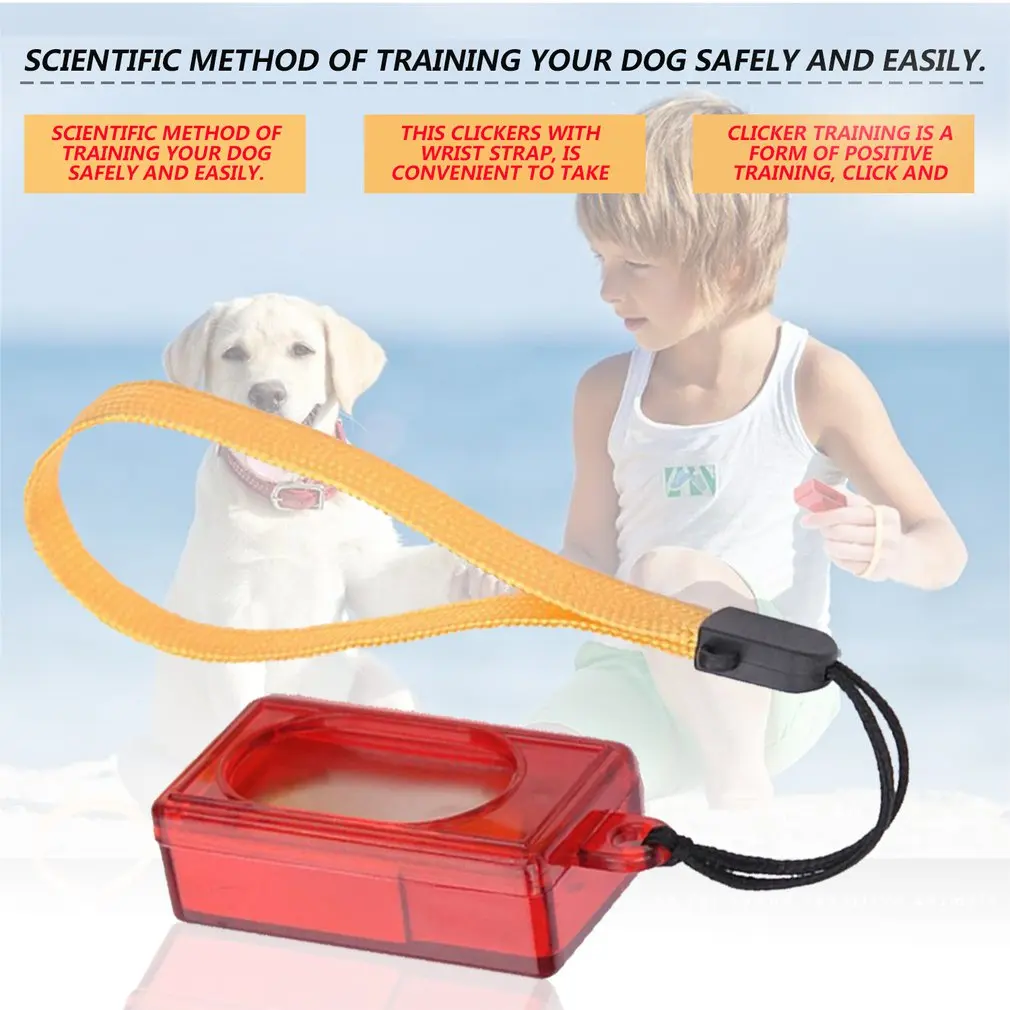 Mini Rushed Ultrasonic Dog Pet Click Clicker Training Trainer Rectangle Shape Plastic Pet Supplies Aid Wrist Strap New