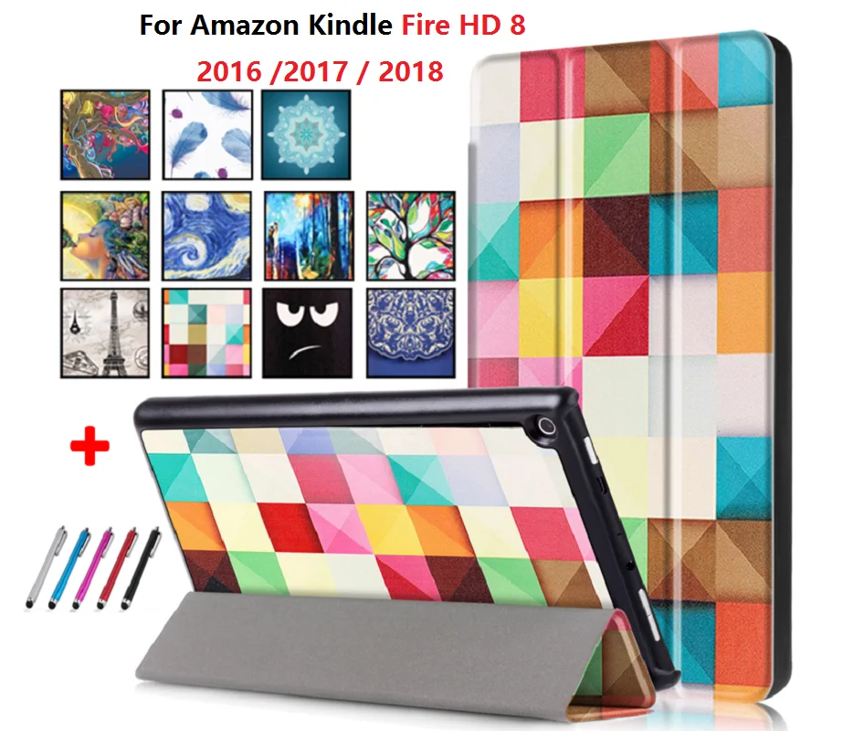 Чехол для планшета Pen + Wake Up Sleep 8 дюймов чехол Amazon Kindle Fire HD8 2016 2017 2018 HD | Компьютеры и