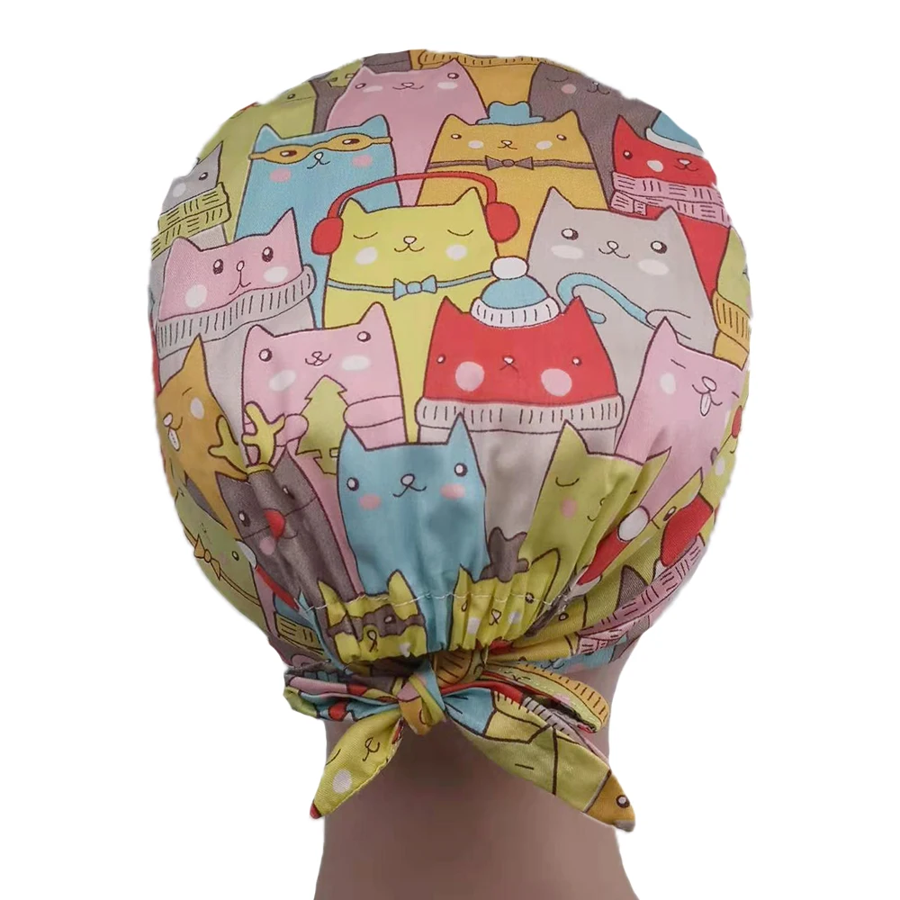 Surgical Scrub for Women Adjustable Medical Caps Hospital Scrub Lab Clinic Dental Operation Hat Doctor Nurse printing cap