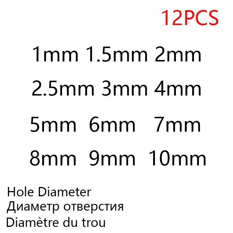 Black 1mm-10mm 12pcs