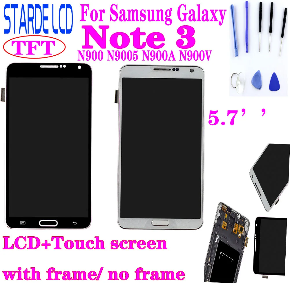 

For Samsung Galaxy Note 3 N900 N9005 N900A N900V LCD Display Touch Screen Digitizer Assembly With Frame for Note3 LCD