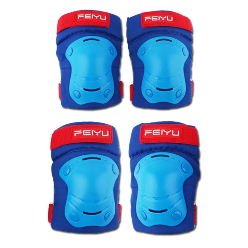 Дети роликовое катание Велоспорт защитное снаряжение Детский скейтборд велосипедный шлем наколенники налокотники Поддержка фижмы 1-8 шт набор - Color: 4PCS Blue