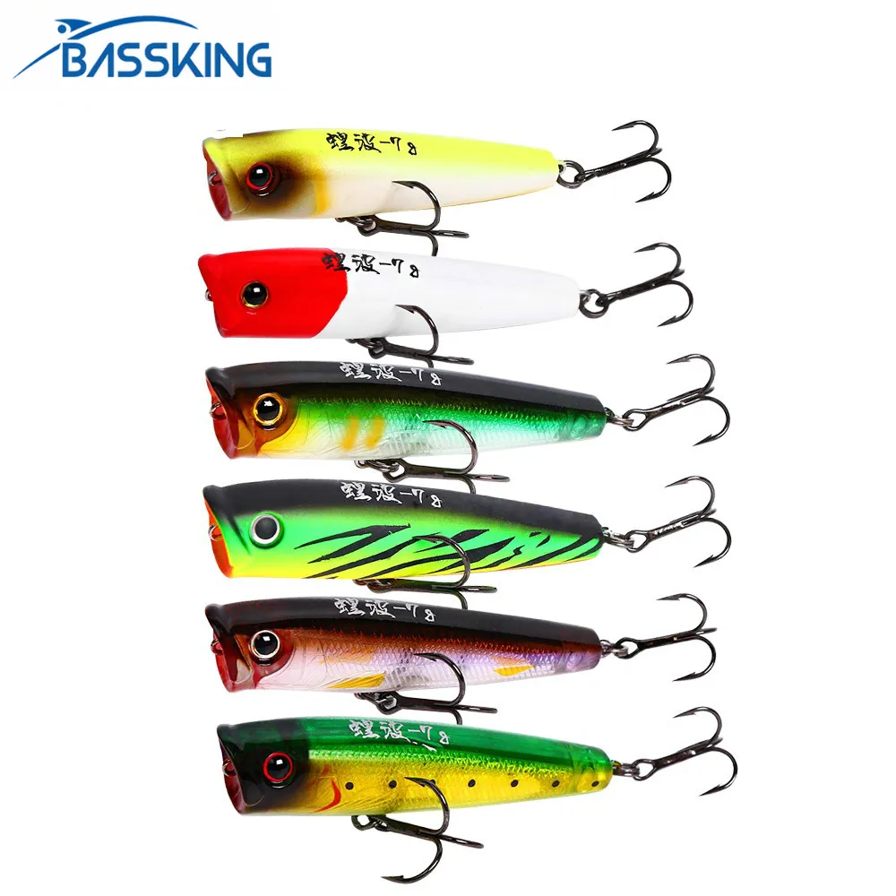 

BASSKING Floating Bait 65mm7g Top Water Fishing Lure Isca Artificial Para Pesca Leurre Peche Popper Lure Wobbler Hard Wake Bait