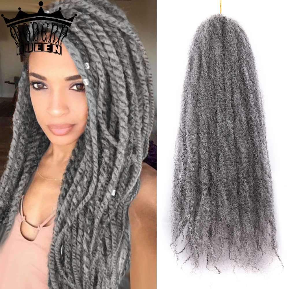 MODERN QUEEN Marley Braids Crochet Braiding Hair 3PC/Pack 18" Grey Heat  Resistant Afro Synthetic Kinky Curly Hair Extensions| | - AliExpress