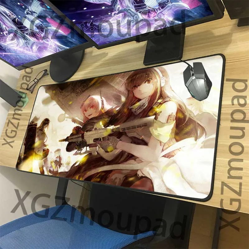 XGZ Classic Anime Custom Large Gaming Mouse Pad Black Lock Edge Girls Frontline Computer Desk Mat N