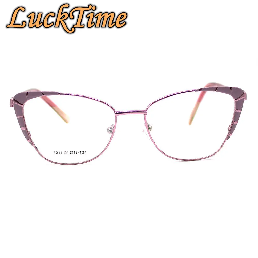 LuckTime, Модные металлические женские очки, оправа, кошачий глаз, близорукость, очки, оправа для женщин, счастливое время, по рецепту, оптическая оправа#7511