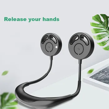 

Leafless Fan USB Neckband Lazy Multi-function Mini Rechargeable Neck Hung Headset Shape Hanging Style Dual Cooling Fan