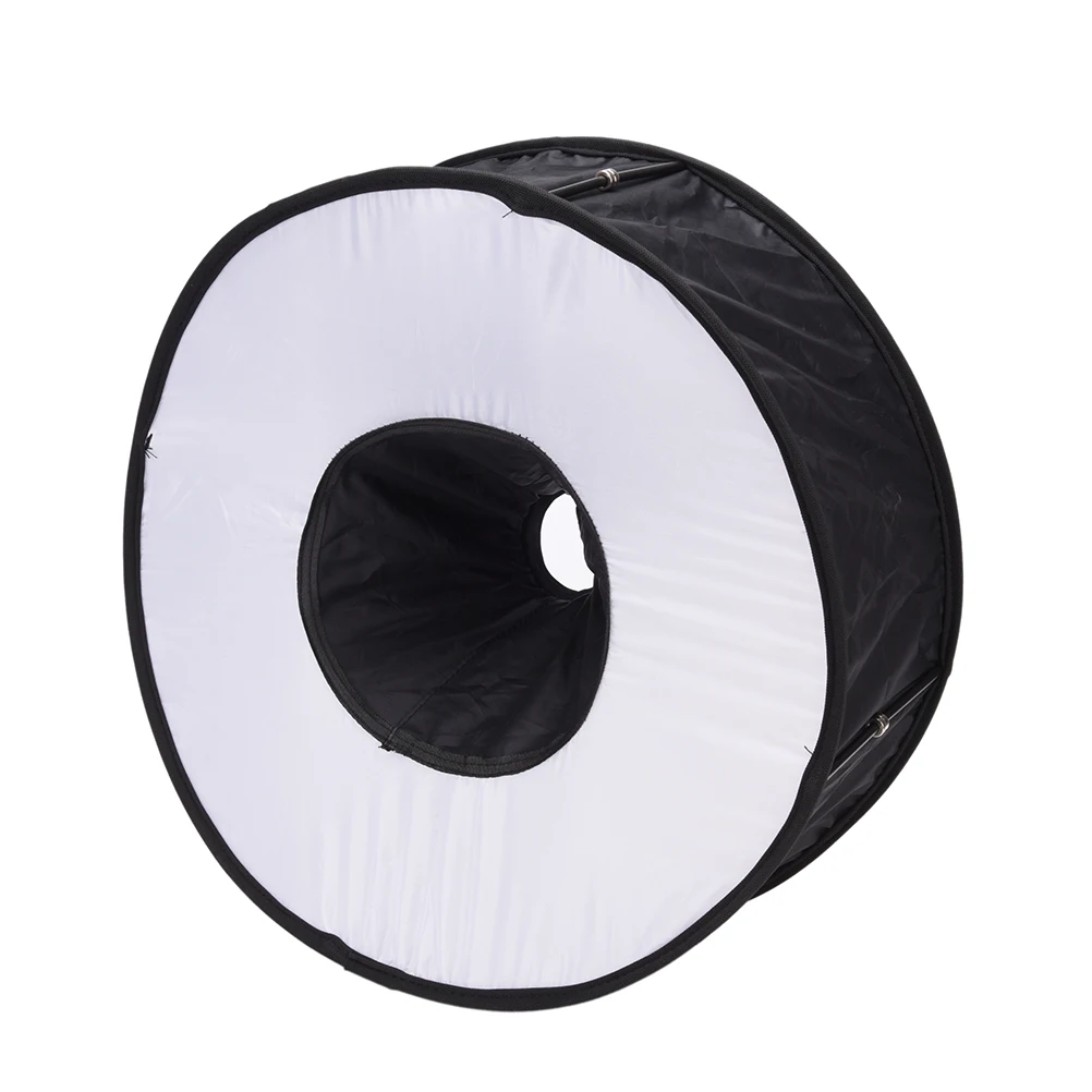 Portable 45CM Round Flash Diffuser Universal Folded Magnetic Ring Flash Diffuser Softbox for Macro Portrait Photography