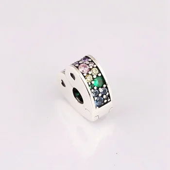 

100% 925 Sterling Silver Charm Colorful Love Arc Clip Fit Pandora Women Bracelet & Necklace Diy Jewelry