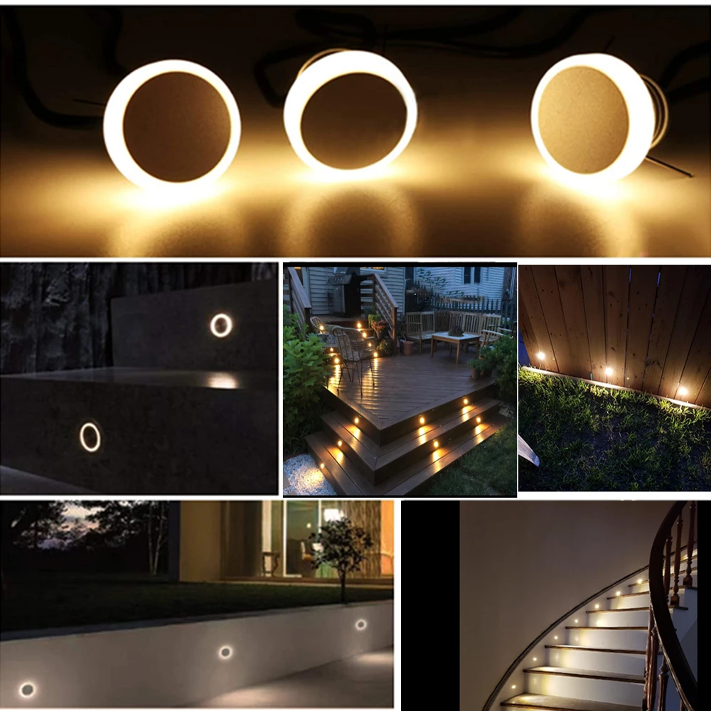 1W LED Recessed Led Wall Lamp Indoor Outdoor Stair Case Light 12v Step Sconce Lamp IP65 Waterproof Corridor Garden Wall Lighting wall mounted light fixture