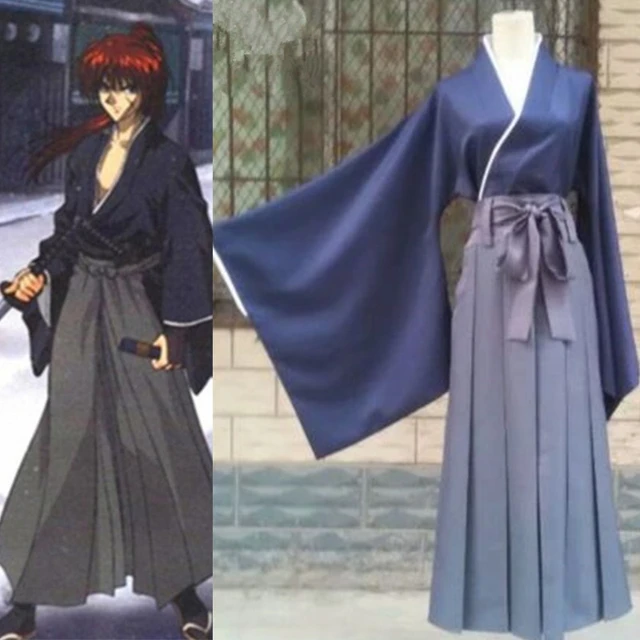 Anime Rurouni Kenshin cos HIMURA KENSHIN Cartoon Halloween Party Cosplay  Man Woman Cosplay costume Japanese blue red kimono - AliExpress