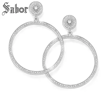 

Large Round Stud Earrings 2020 New Zirconia Rhinestone Fashion Jewelry silver color party Gift For Women Lover thomas