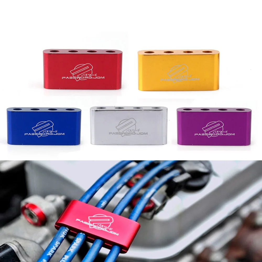 

Aluminium Alloy Spark Plug Electrical Wire Clamp Separator Line Ignition Cable Clip for Car Decoration JDM Style RS-HR006