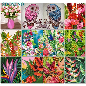 

SDOYUNO 60x75cm Painting By Numbers Frameless Animals Paint By Numbers DIY Flower Draw Number Owl Canvas Painting For Home Decor