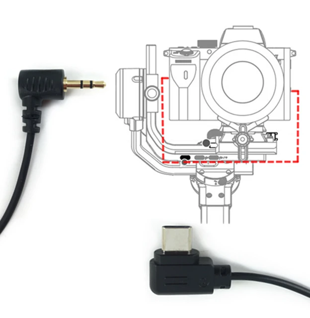 USB-C to 2.5mm Remote RSS Control Cable for DJI Ronin SC RSC2 RS5 RS4 RS3 RS2 Ronin-SC & Canon EOS R RP M5 M6 80D 77D 800D TYPEC