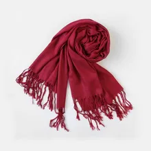 Высокое качество креативный женский зимний теплый кашемировый однотонный длинный шарф из пашмины винно-красного цвета размер 180x70 см