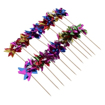 

50pcs Foil Windmill Fruit Sticks Assorted Colour Tropical Summer Party Decor