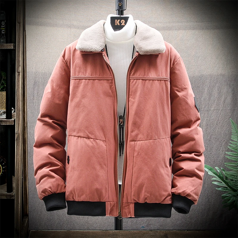 Winter new coat coat cotton coat men's long section warm fur collar hooded men's clothing