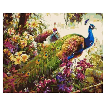 

Paint By Numbers for Adults and Kids DIY Oil Painting Gift Kits Pre-Printed Canvas Art Home Decoration-Peacock