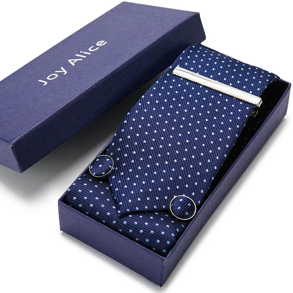 

Gift Box Designers Mens Necktie Floral 7.5 cm 100% Silk Hanky Tie Clip Cuffink Necktie Set Accessories Formal Wedding Gravat