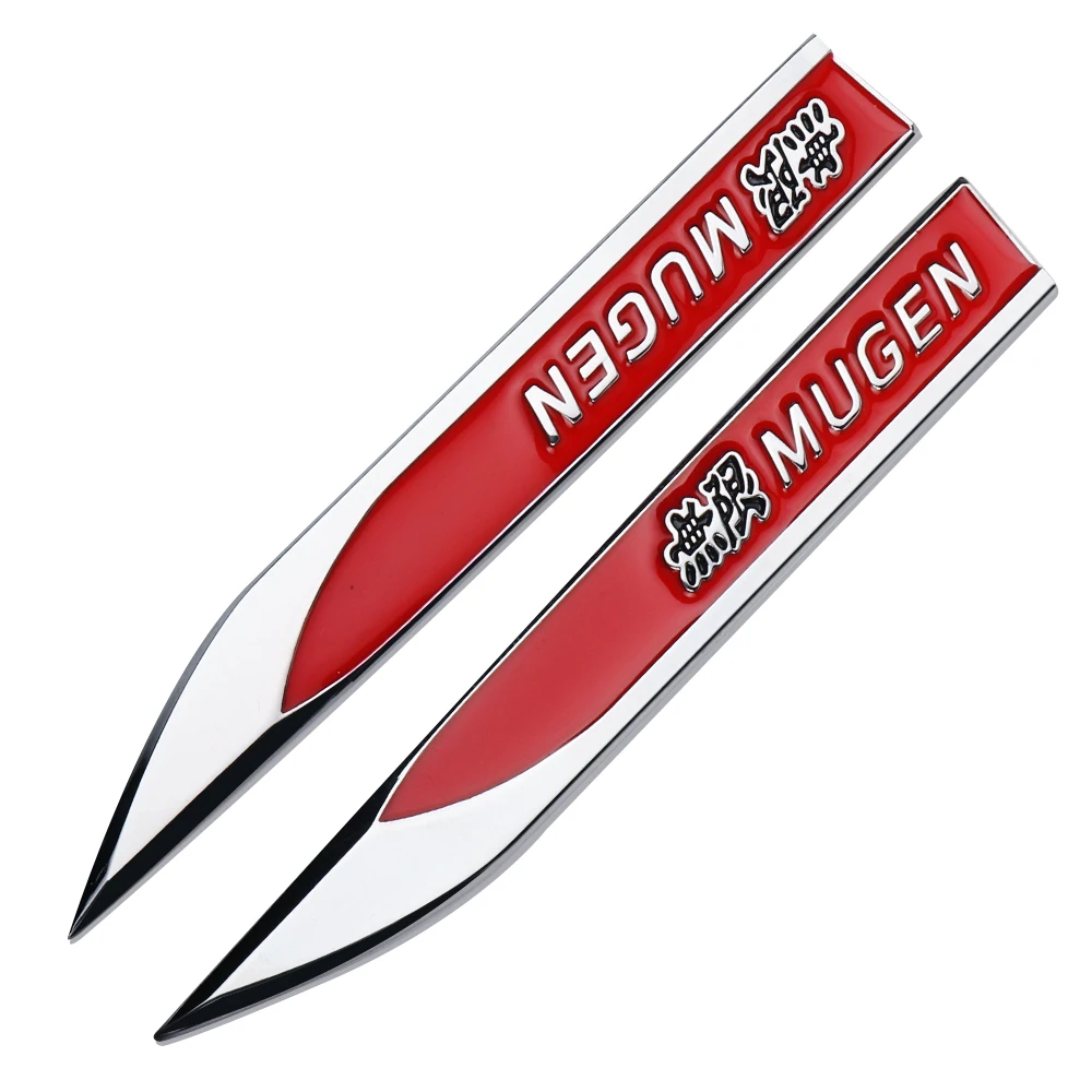 Silver red 2 шт. автомобильный Стайлинг MUGEN эмблема значок автомобильный крыло боковая Наклейка для Honda Mugen power Civic City Jazz Accord Crv Fit автомобильные аксессуары - Color Name: Silver red