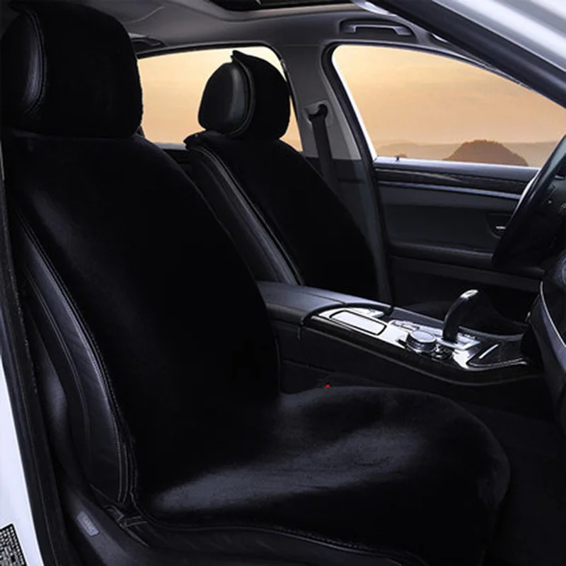 Чехол для автомобильного сиденья из искусственного меха, зимний универсальный размер, чехол для салона автомобиля для hyundai, toyota, ford, jeep, bmw, audi, honda, авто - Название цвета: black front