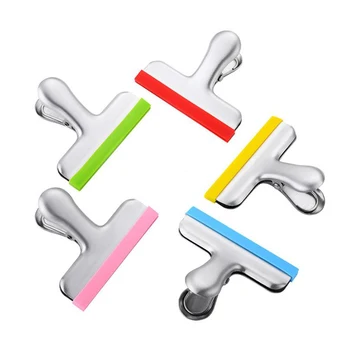 

Food Storage Bag Sealing Clips Stainless Steel,Air Tight Seal Freezer Bag Grip Clips Clamps for Kitchen Office Usage 8Pc